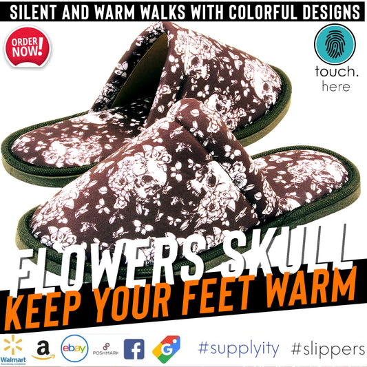 Flower Edge: Flowers Skull Slippers Blend Chic and Spooky