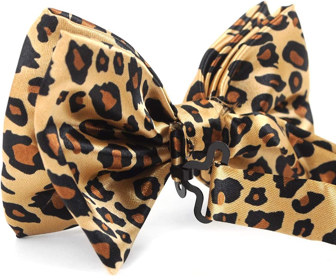 boxed-gifts Men's Cheetah Print Leopard Bowtie Polyester Pre-tied Color Yellow and Black