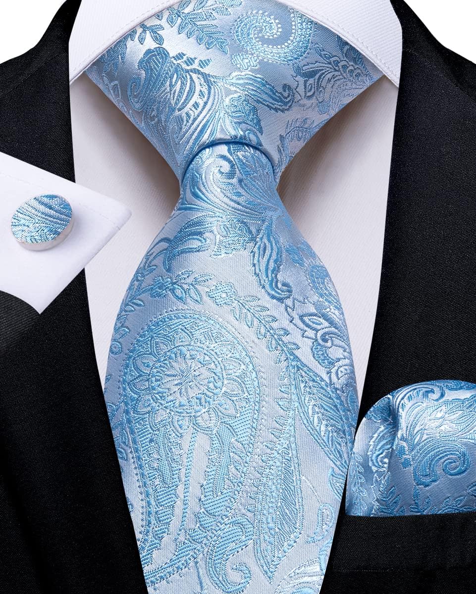 DiBanGu 4PCS Ties for Men Wedding Jacquard Woven Mens Silk Tie and Pocket Square Set Tie Accessories for Men Necktie