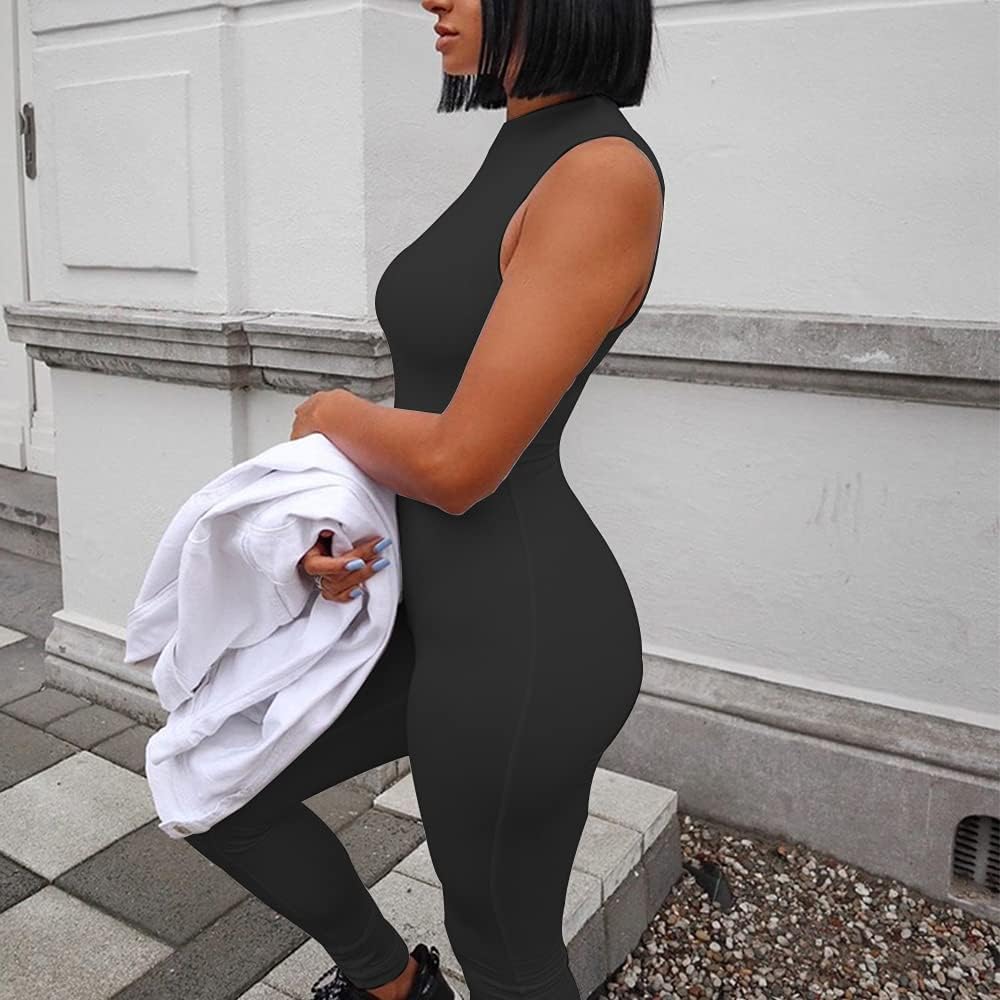 LuFeng Women's Sexy Sleeveless Zipper Bodycon Party Club Long Rompers Jumpsuit