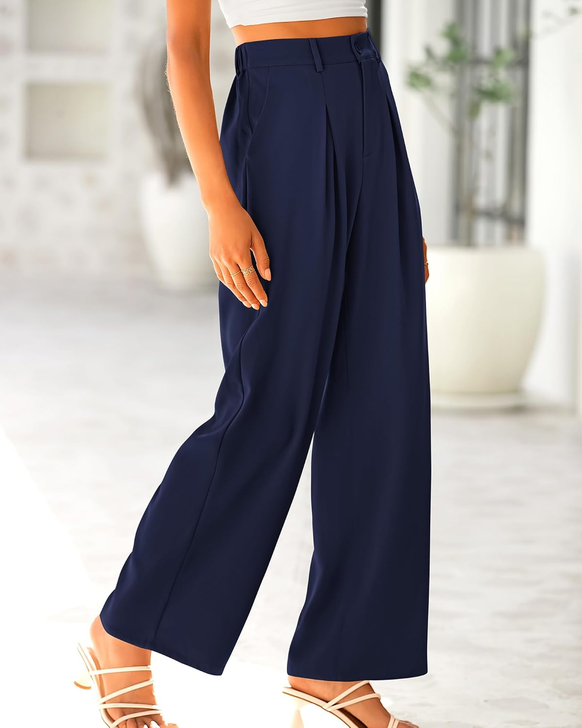 BTFBM Women High Waist Palazzo Pants Fall 2025 Casual Wide Leg Trousers Loose Work Office Business Suit Pant Pockets