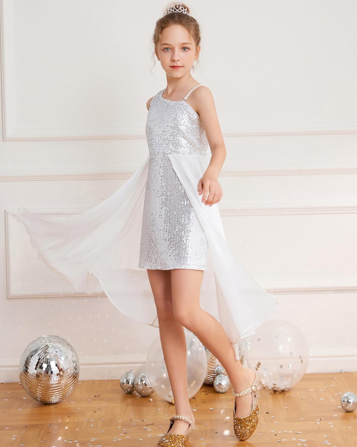 GRACE KARIN Girls Sequin Dress for Teens One Shoulder Formal Birthday Party Wedding Pageant Prom Fancy Dresses 6-14Y