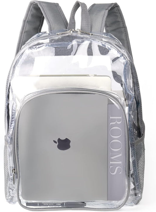 JOMPARO Heavy Duty Transparent Clear Backpack See Through Plastic Backpacks for School,Sports,Work,Security,Stadium,College