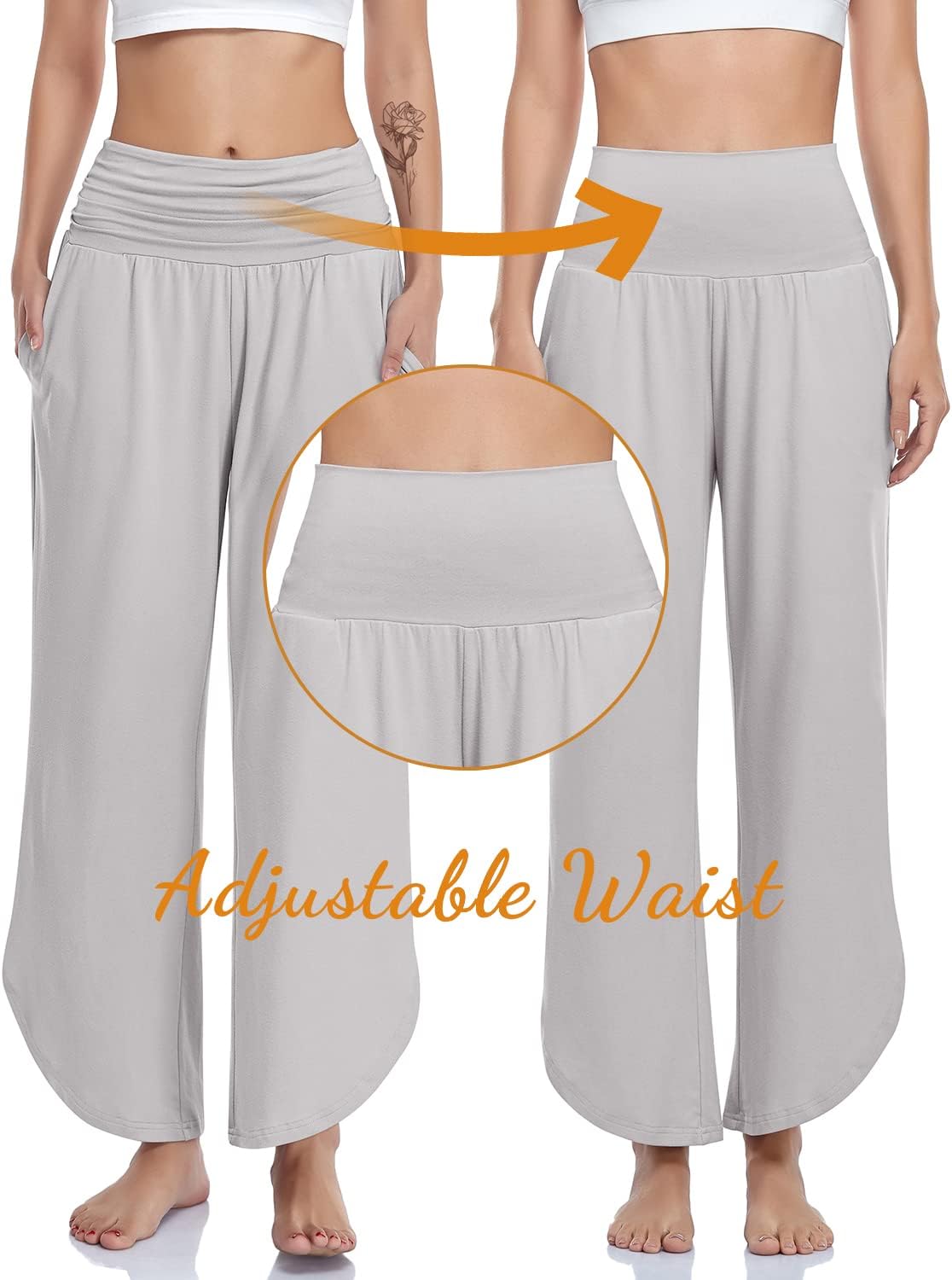 UEU Women's Wide Leg Yoga Pants High Waisted Comfy Dance Sweatpants Loose Casual Soft Lounge Joggers with Pockets