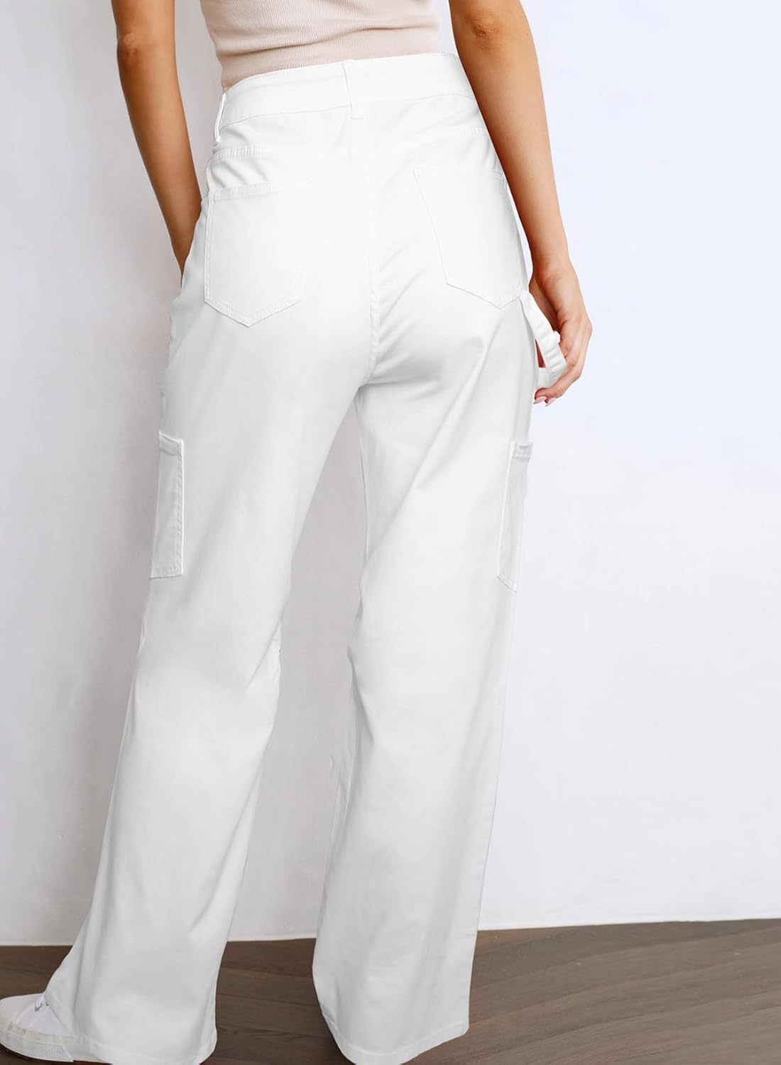 Dokotoo Cargo Long Pants Women 2024 Wide Leg High Waisted with Pockets Casual Pants