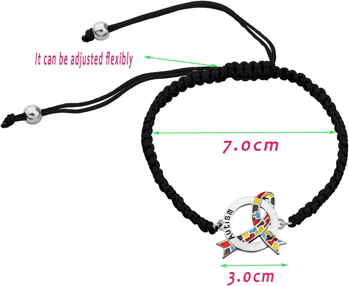 CHOORO Autism Puzzle Piece Adjustable Bracelet Gift for Autism Mom/Teacher/Autistic