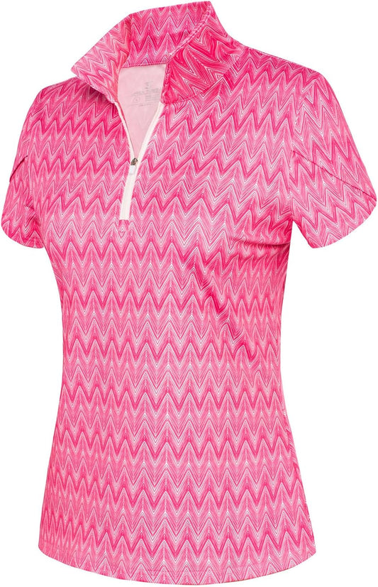 JACK SMITH Women's Golf Shirts Short Sleeve UPF50 Workout Tops for Women Moisture Wicking Dry fit Polo Shirt