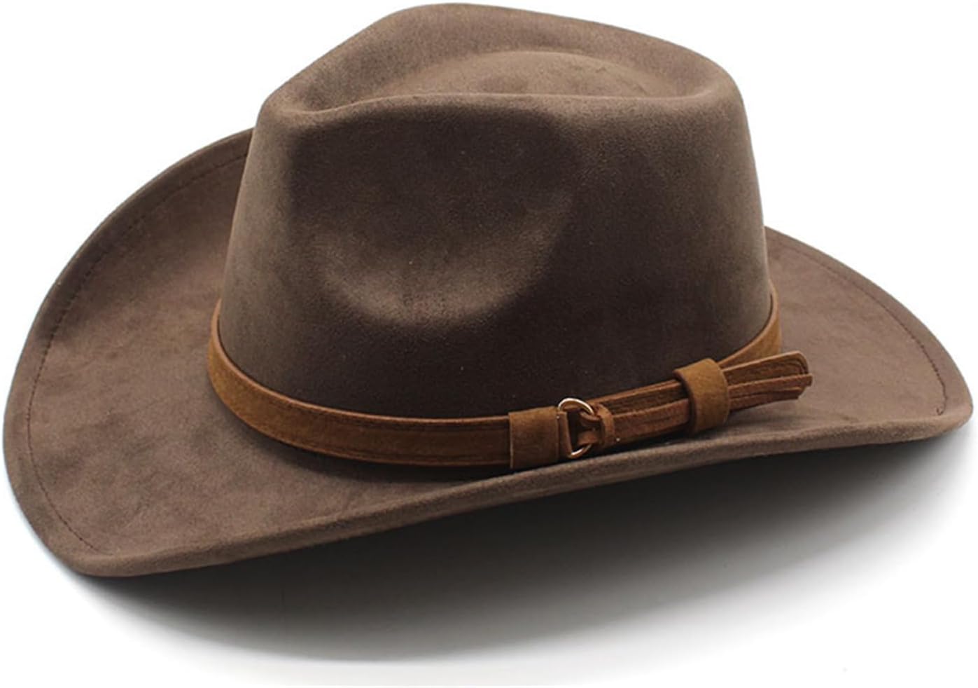 Unisex Western Suede Cowboy Cowgirl Hat Classic Wide Brim Fedora Hat for Men &Women