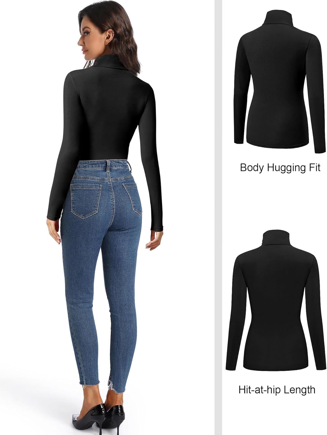HOPLYNN 3 Pack Turtlenecks Women Long Sleeve Pullover Baselayer Undershirts Tops Turtle Neck Mock Shirts