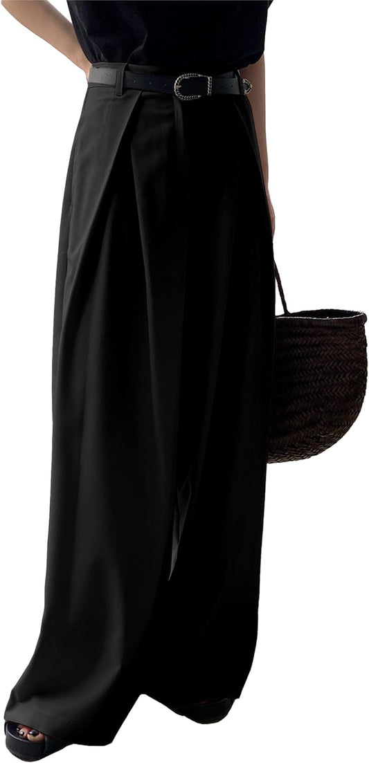 HVT Wide Leg Dress Pants for Women High Waisted Loose Palazzo Pants Business Casual Work Trousers Pants with Pockets