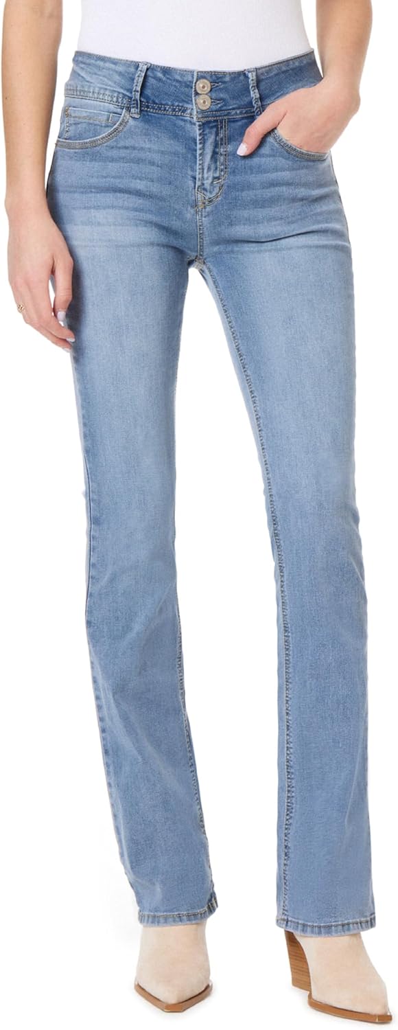 WallFlower Luscious Curvy Bootcut Jeans for Women Mid-Rise Insta Stretch Denim, Size Inclusive Juniors Jeans, Sizes 0 to 24