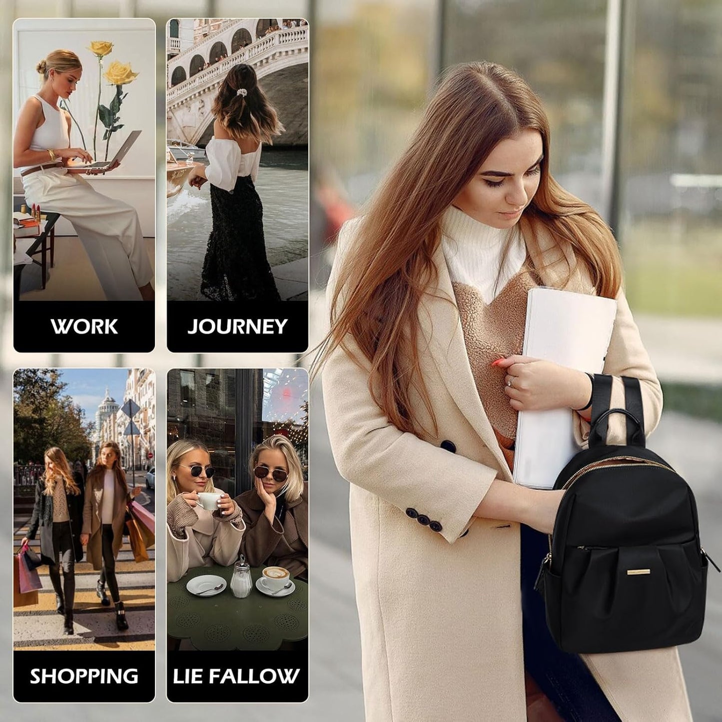 Backpack for Women, Small Cute Backpack Purse Lightweight Casual Daypack Backpack for Travel Mini Backpacks for Ladies College Work,9.7Inch,Black
