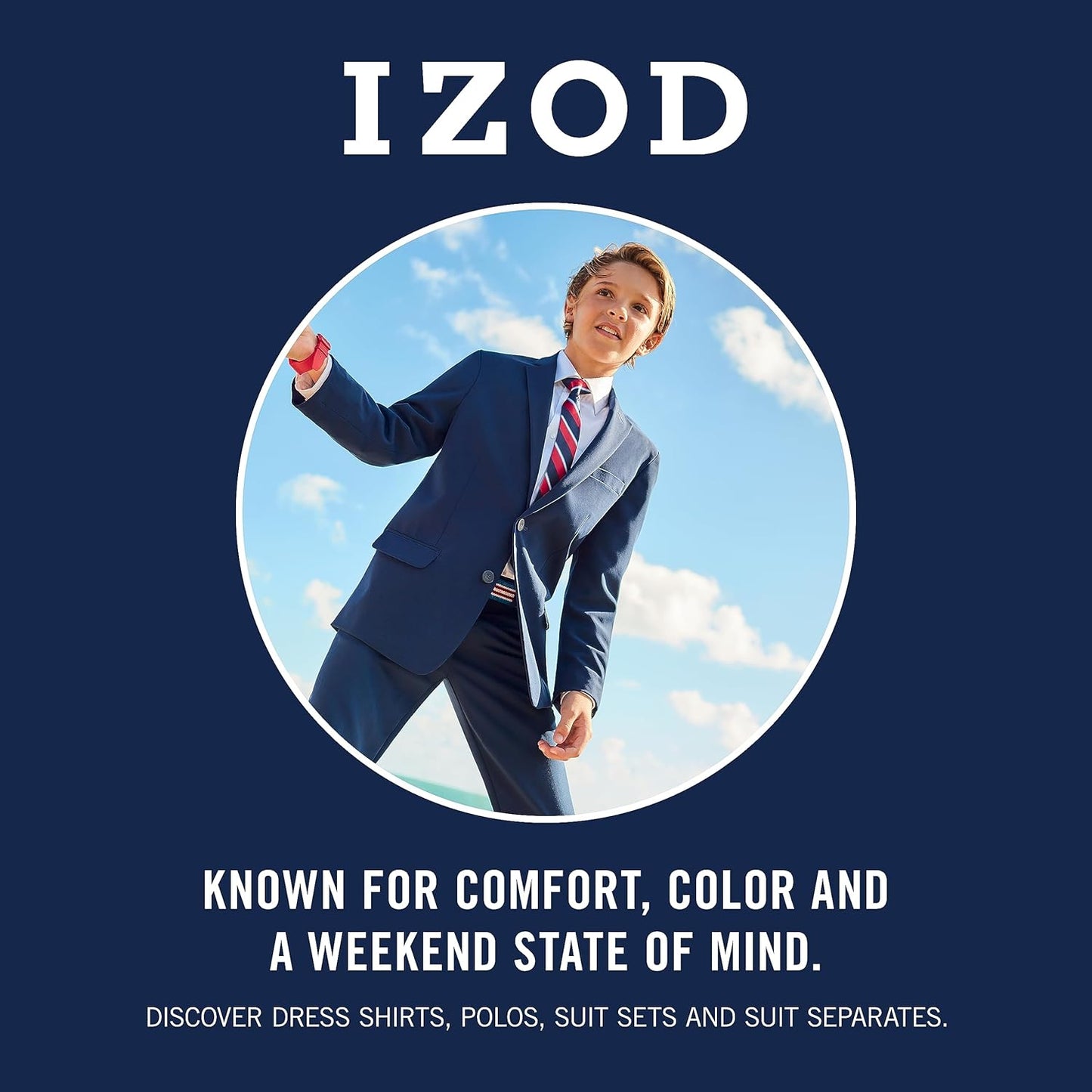 IZOD boys Bi-stretch Flat Front Dress Pant