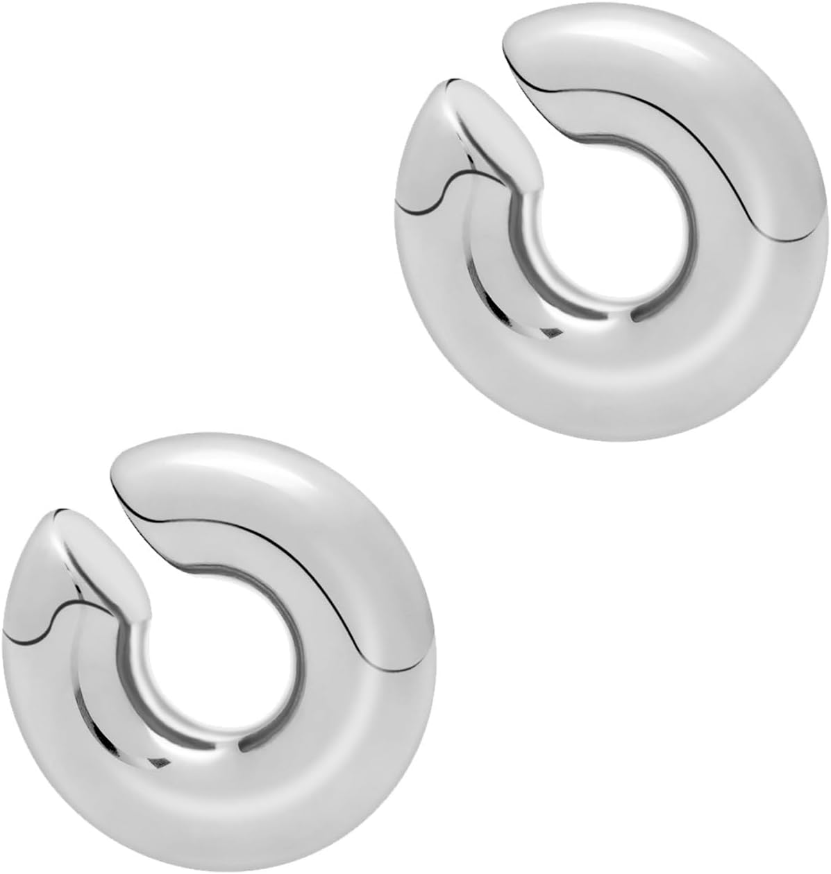 Chunky Gold Ear Cuffs Earrings for Women Non Piercing Gold Plated Stainless Steel Cuff Clip On Cartilage Hoop Lightweight Earrings Non-tarnish 1 Pairs