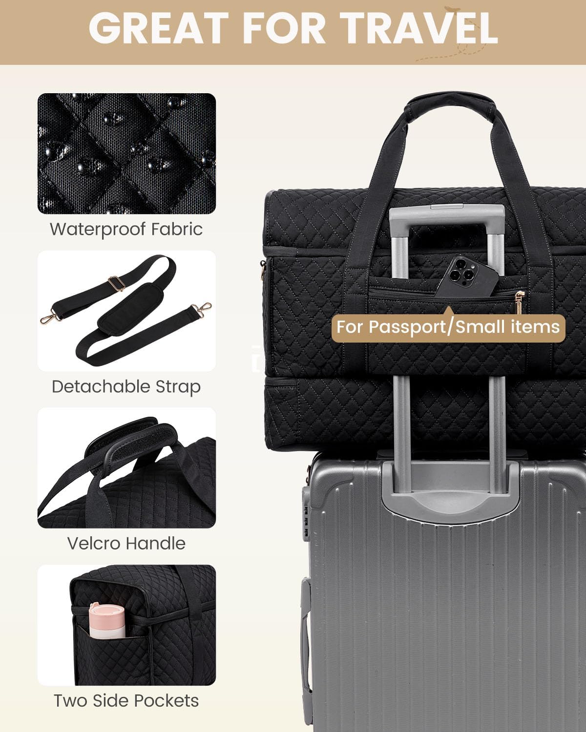 LOVEVOOK Large Travel Duffle Bag, Weekender Bags for Women With Shoe Compartment, Overnight Hospital Bag For Women Labor Delivery, Carry on Bag Personal Item Travel Bag, Yoga Gym Duffel Bag
