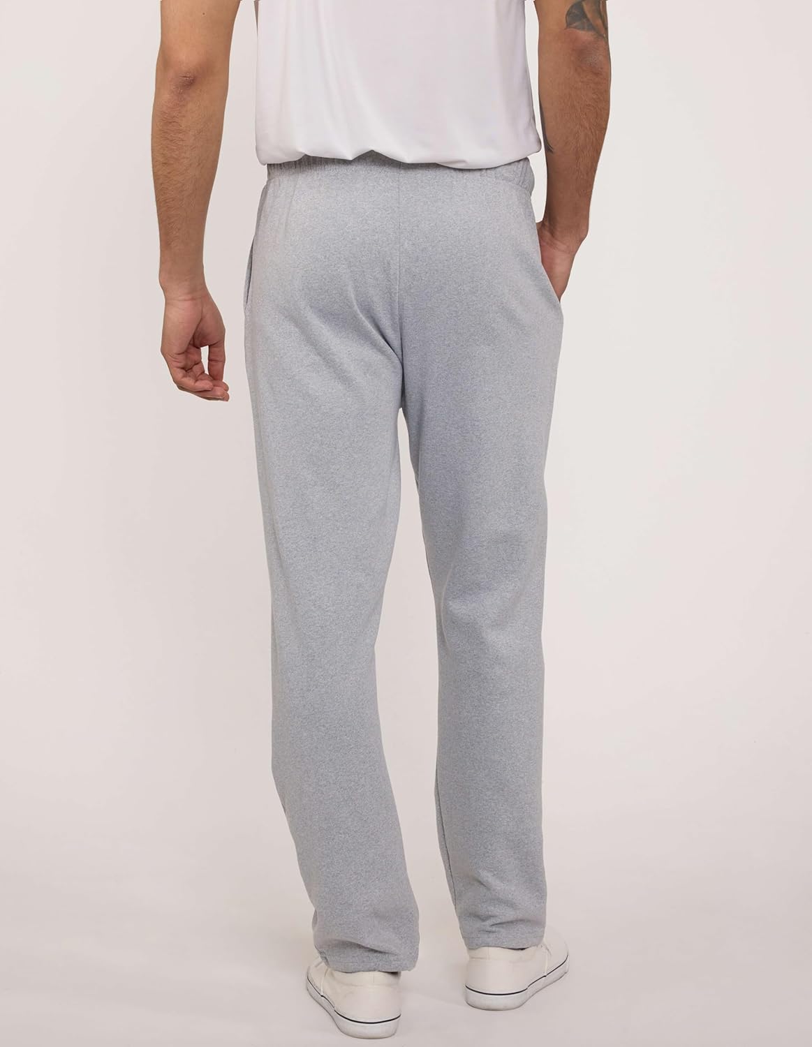 Real Essentials 3 Pack: Men's Tech Fleece Athletic Casual Open Bottom Sweatpants with Pockets (Available in Big & Tall)