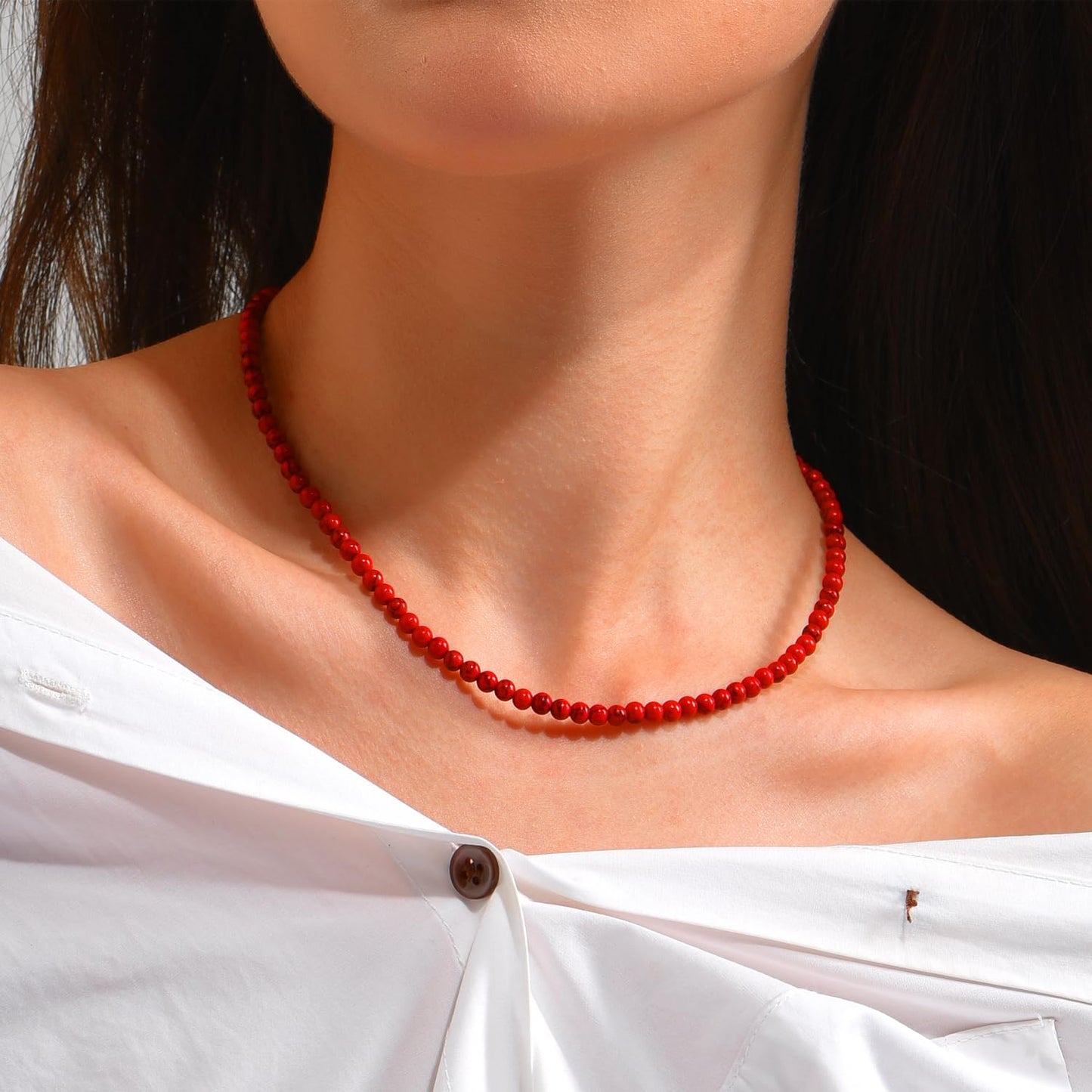 Turquoise Necklaces for Women Turquoise Beaded Necklace Handmade Bead Necklace 14K Gold Chain Boho Turquoise Choker Necklace Turquoise Jewelry for Women