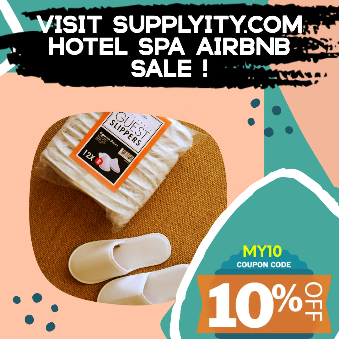 Chochili Fabric Packed Non-Woven Disposable Hotel Slippers for Travel Airbnb Spa Wedding Guests Adult Men Women Size 10-11, White