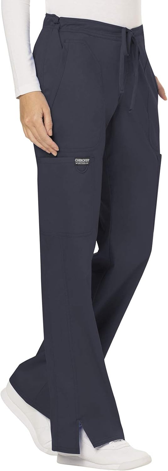 Cherokee Scrubs for Women Mid Rise Moderate Flare Drawstring Pant with 5 Pockets, Ultra Soft & Breathable Fabric - WW120