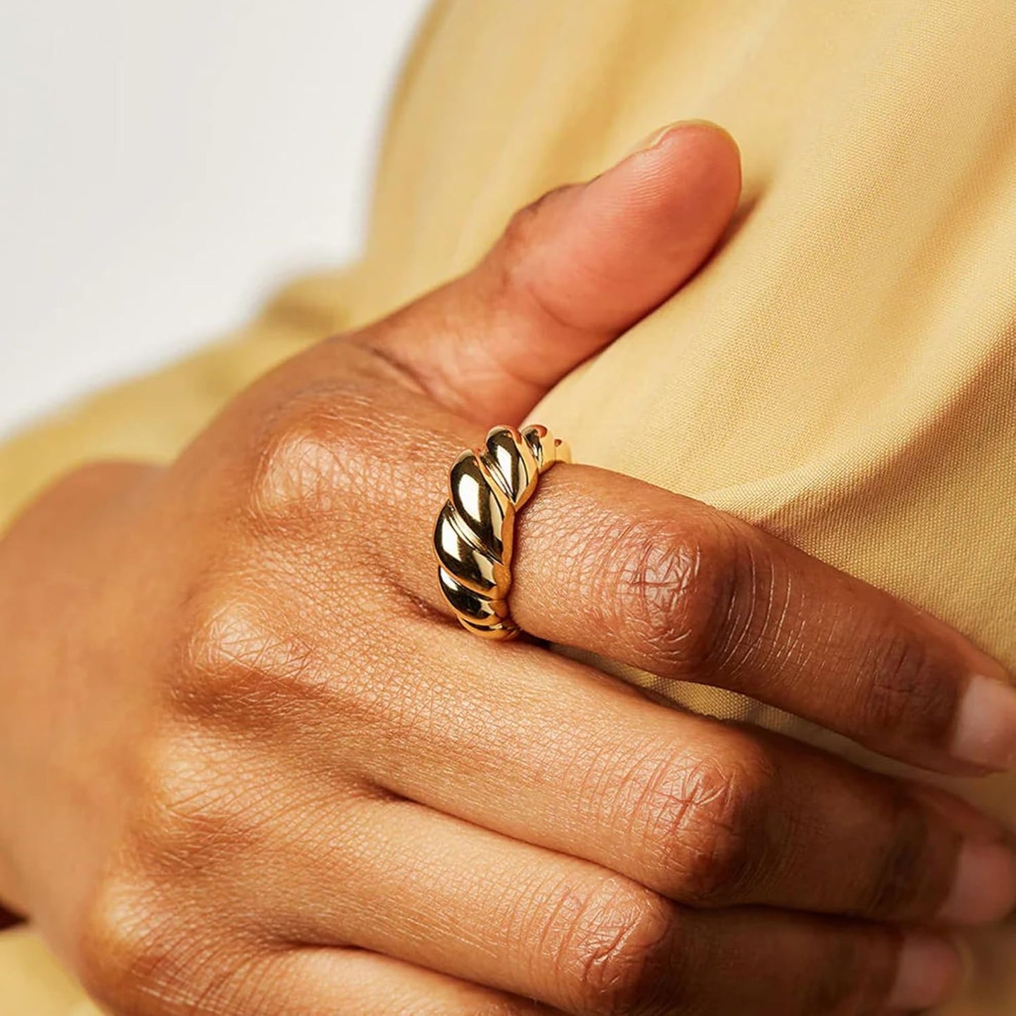 ÌF ME 10 PCS Gold Rings Set for Women Non Tarnish, 18K Gold Plated Chunky Stackable Rings, Statement Stacking Womens Ring Pack