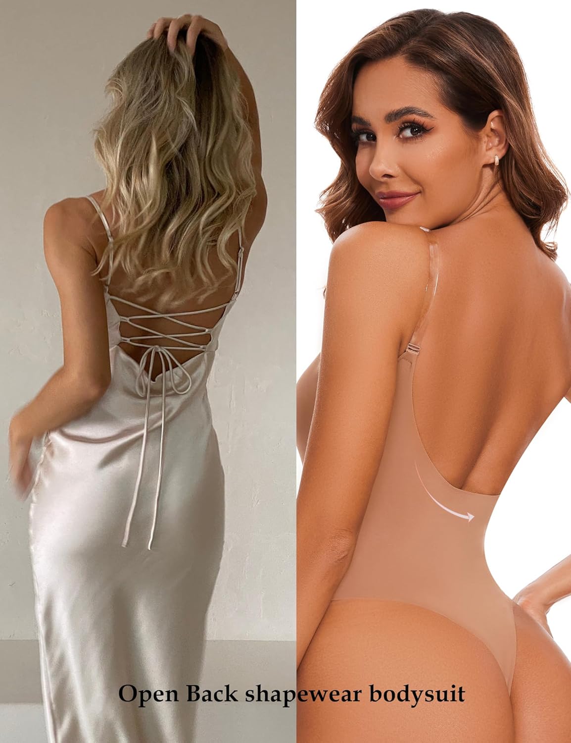 Backless Shapewear Slimming Bodysuit for Women Tummy Control Built in Bra Shaper Snatched Waist Body Suit