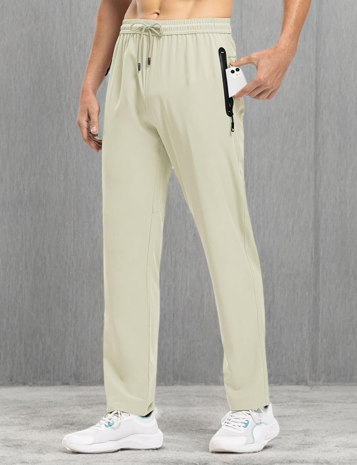 TBMPOY Men's Lightweight Hiking Travel Pants Breathable Athletic Fishing Active Joggers Zipper Pockets