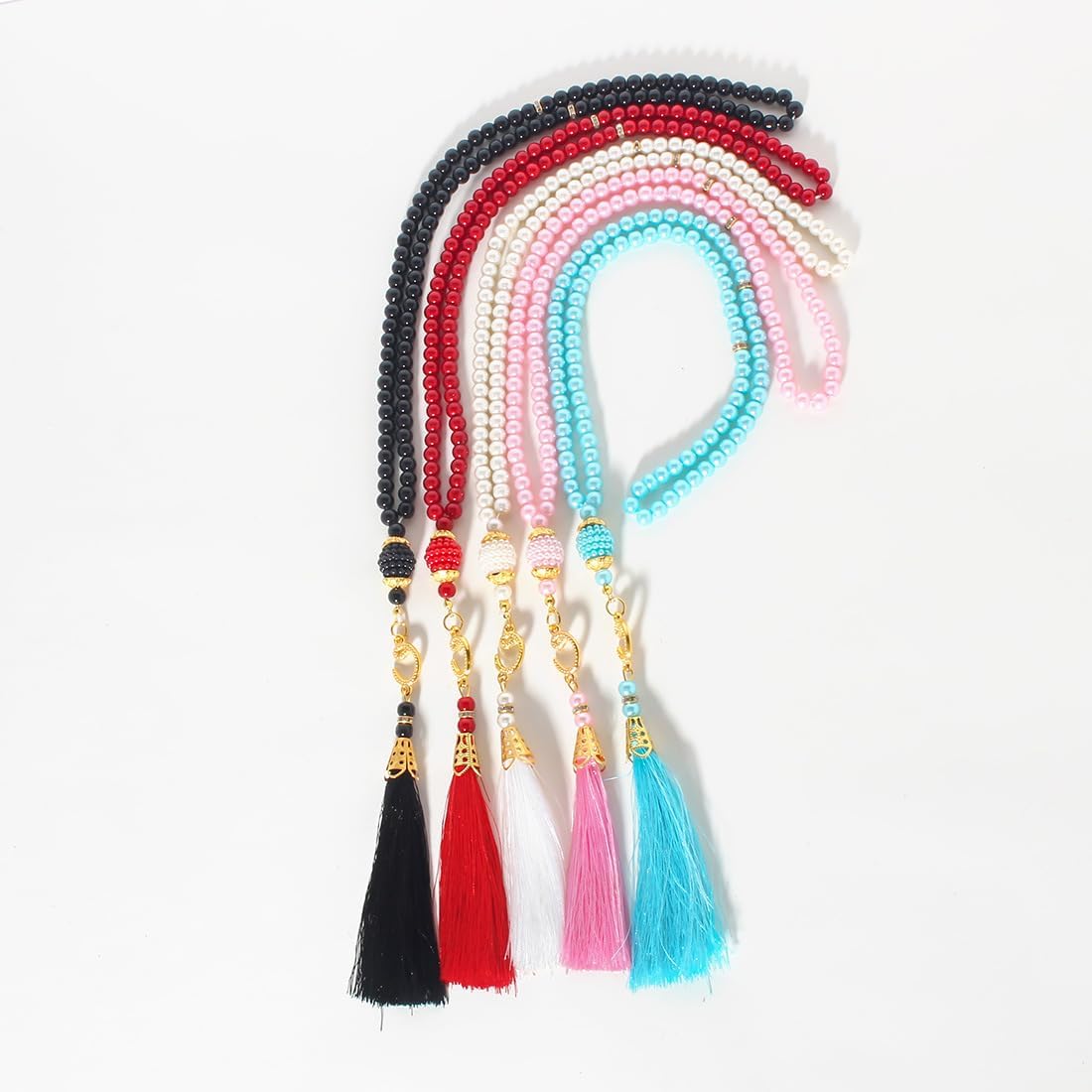 Islam Prayer Beads Tassels Bracelets for Women Meditation Protection Muslim Religion Colored Arab Strand Bangle for Men Boho Chakra Statement Stylish Long Chain Handmade Birthday Gifts