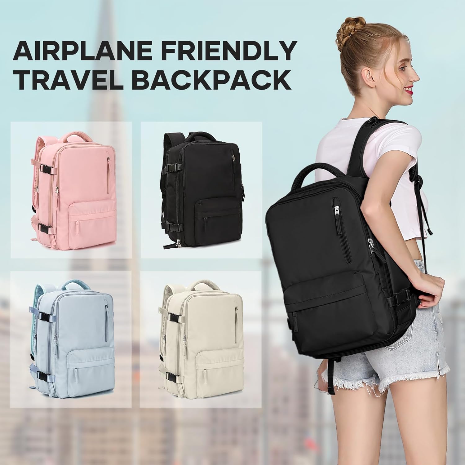 WONHOX Large Travel Backpack Carry on Flight Approved Laptop Work Business Backpack for Women Men Mochila de Viaje