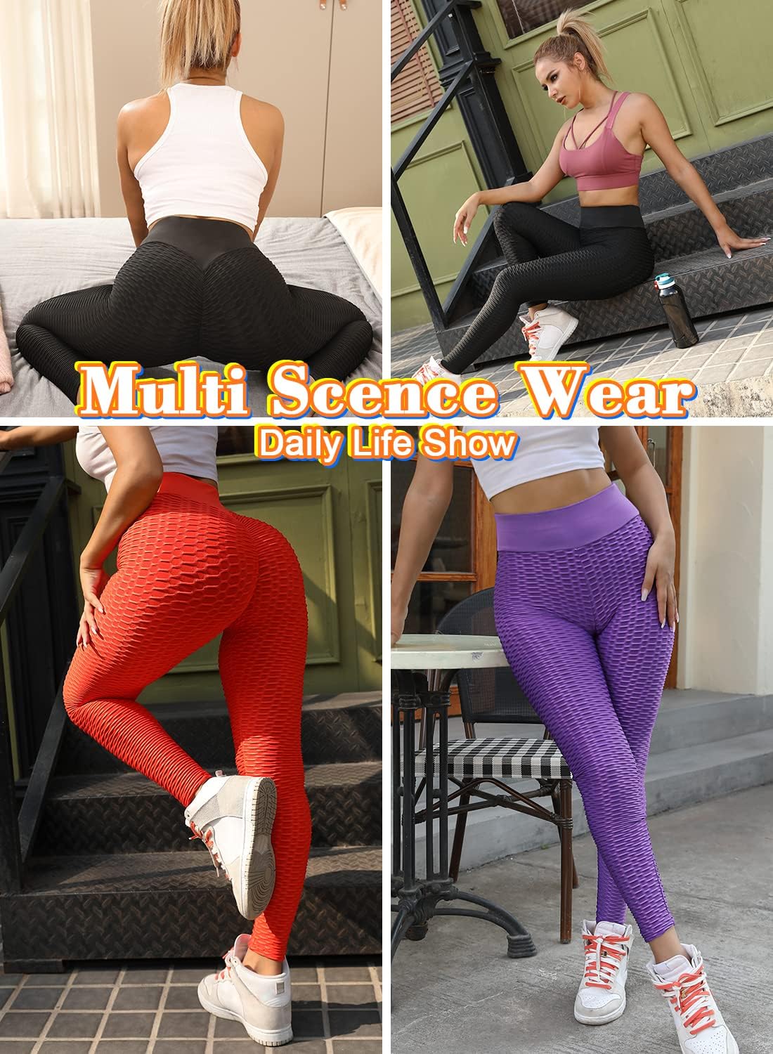 ViCherub Scrunch Butt Lifting Workout Leggings for Women High Waisted Yoga Pants Tummy Control Gym Booty Textured Tights