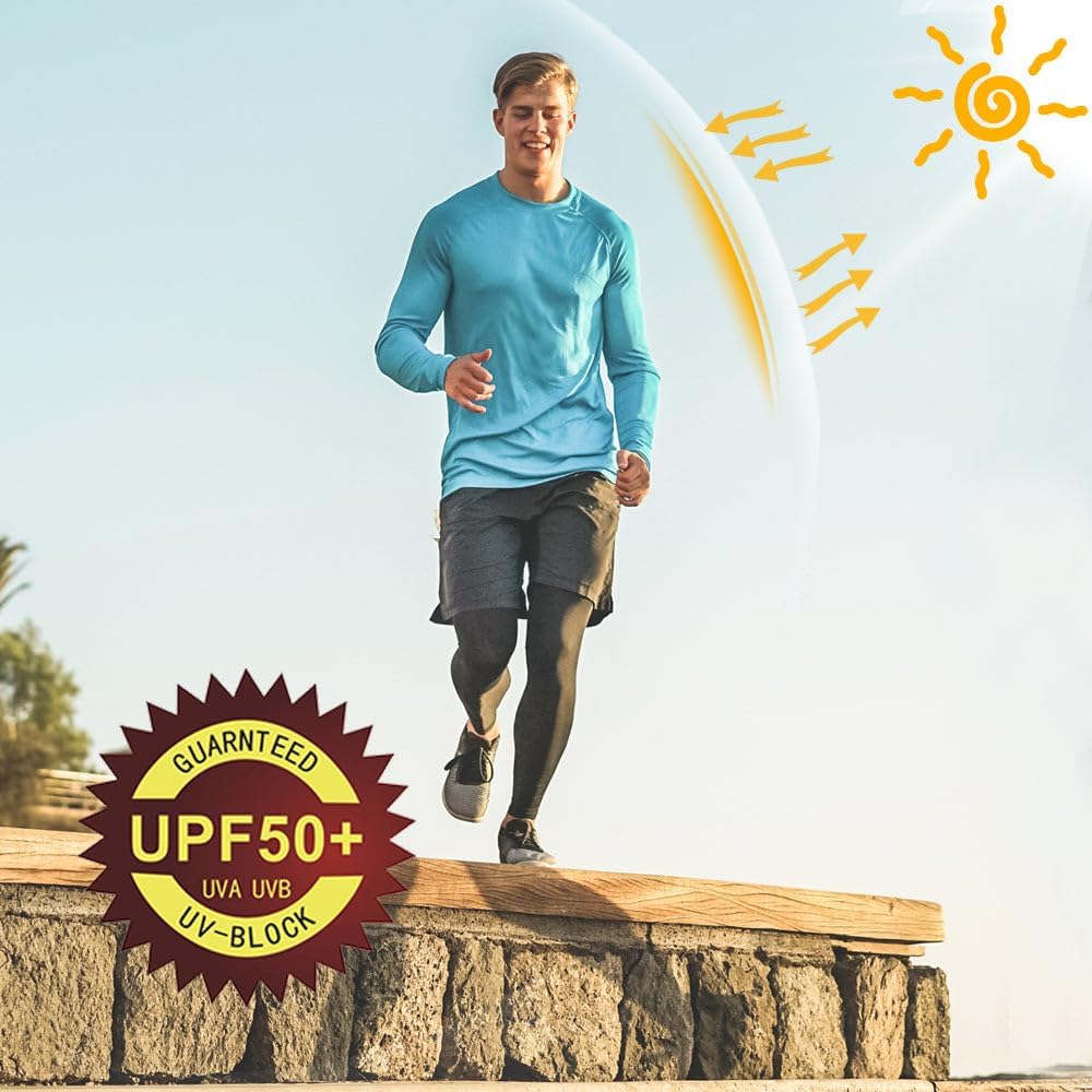 Willit Men's Sun Shirts UPF 50+ Rash Guard Long Sleeve Sun Protection Hoodie SPF UV Fishing Lightweight Athletic Running