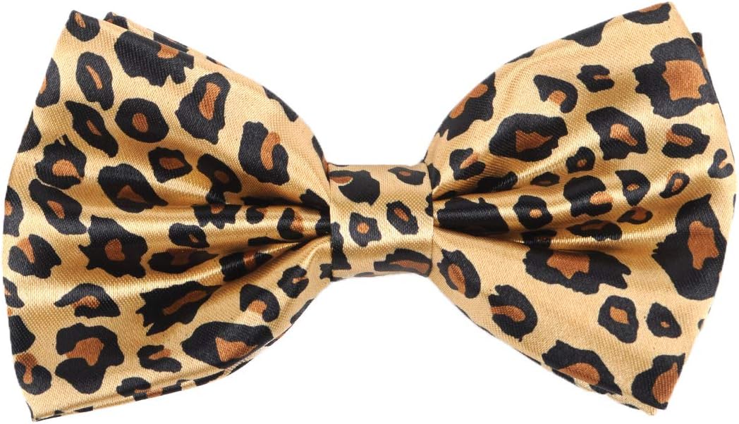boxed-gifts Men's Cheetah Print Leopard Bowtie Polyester Pre-tied Color Yellow and Black