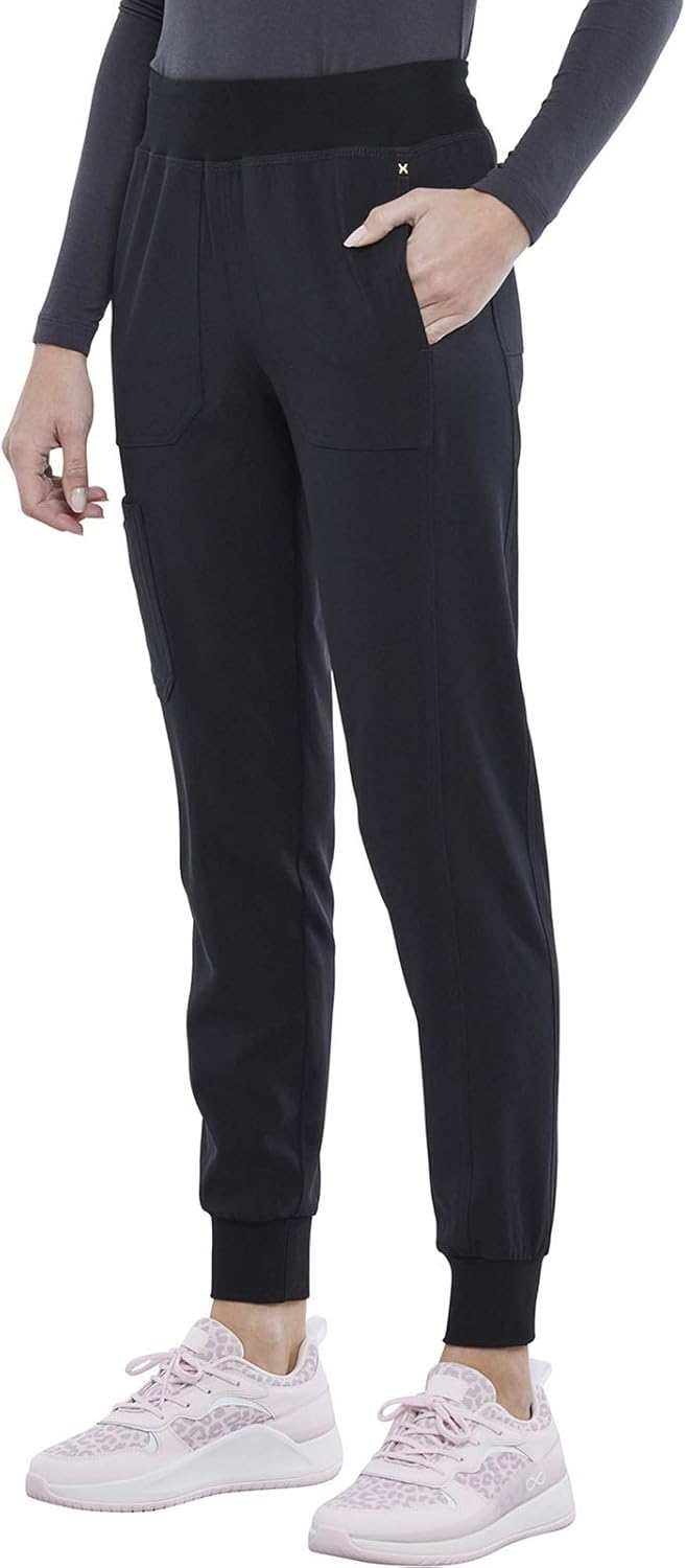 Cherokee Women's Medical Scrub Jogger Pant Mid Rise with 7 Pockets and Knit Waistband and Interior Elastic - CK011
