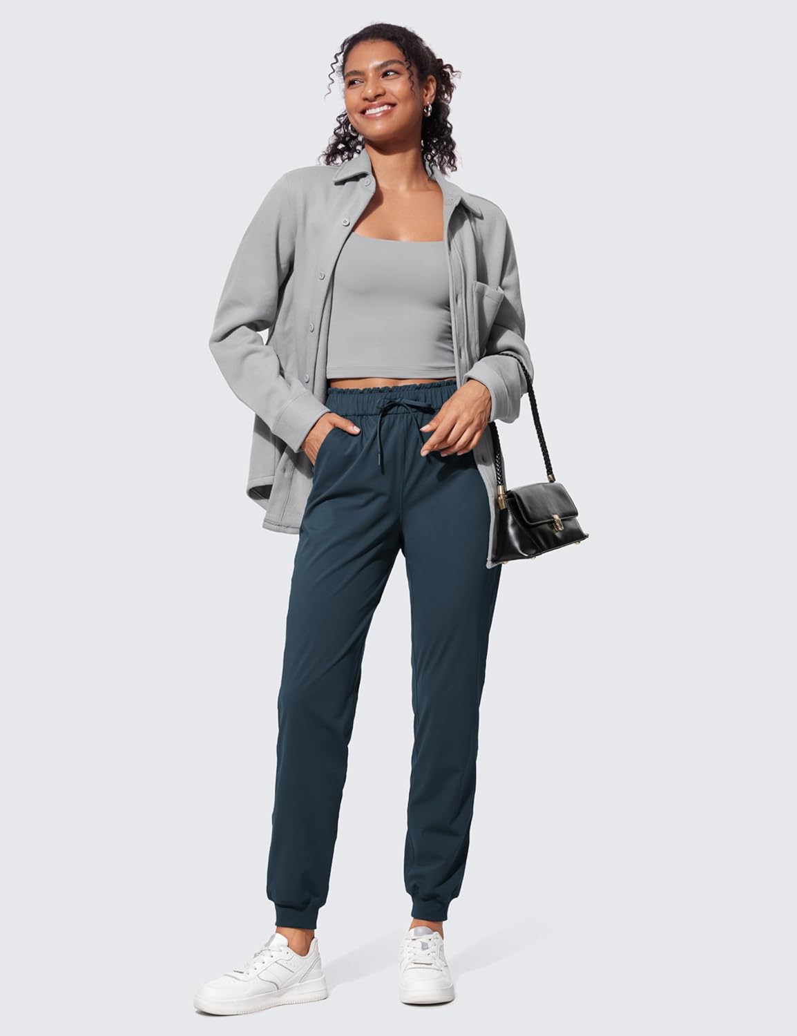 CRZ YOGA 4-Way Stretch High Waisted Joggers for Women Casual Dress Work Workout Pants Pockets