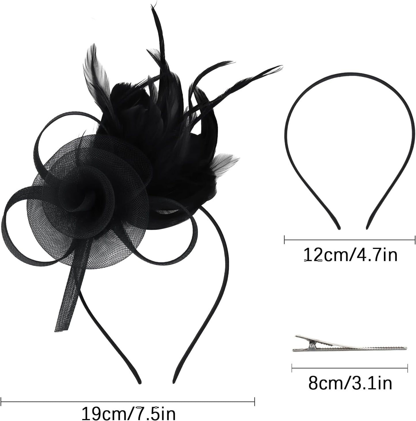 AMCAMI Fascinators Hats with Feather for Women 2025 Derby Hats Tea Party Hat with Headband and Clip