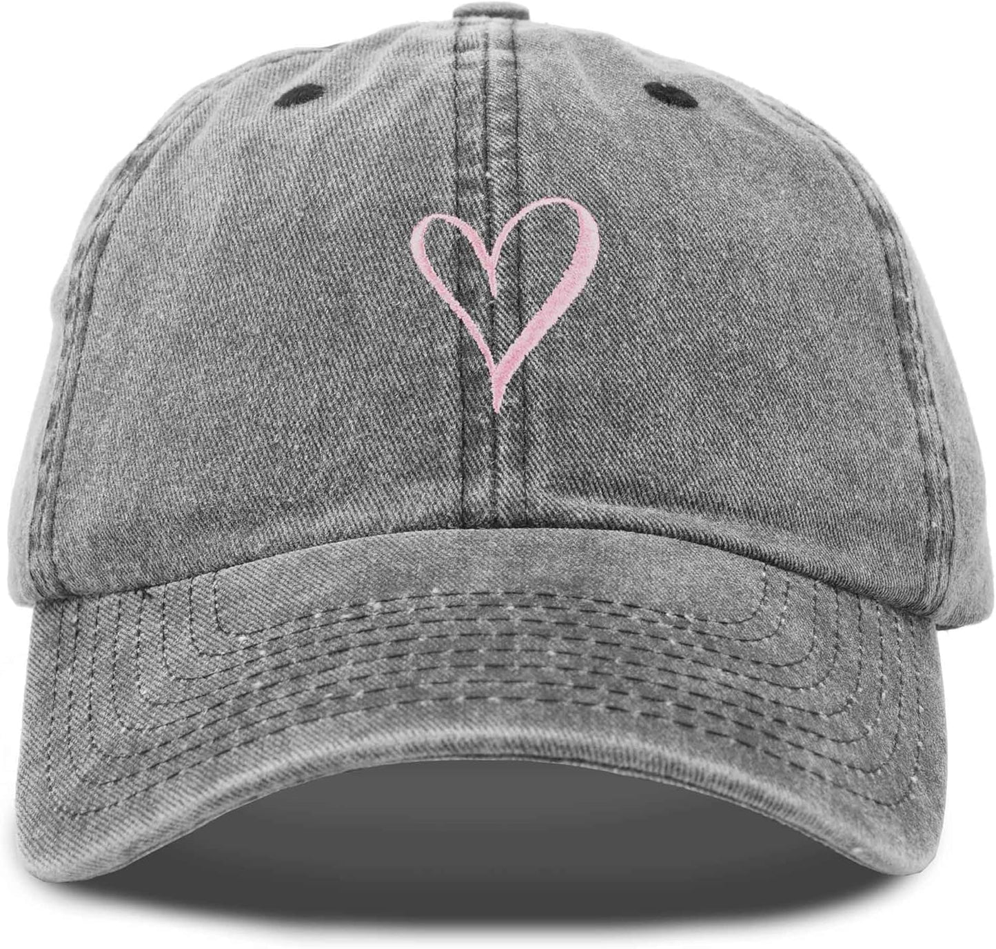 Hand Drawn Heart Hat Womens Embroidered Baseball Cap