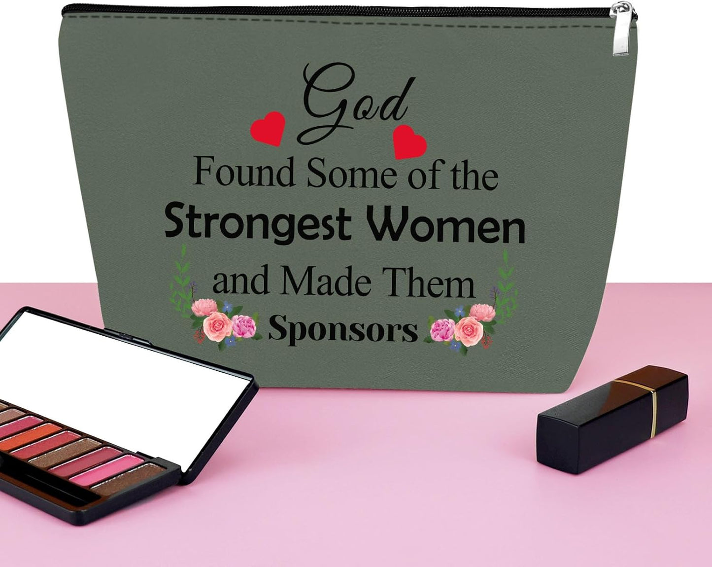 Sponsor Gift for Women Makeup Bag Sponsor Appreciation Gift AA NA Addiction Recovery Gift Cosmetic Bag Confirmation Sponsor Gift Sponsor Thank You Gift Alcoholics Anonymous Gift Sobriety Gift(Gray)
