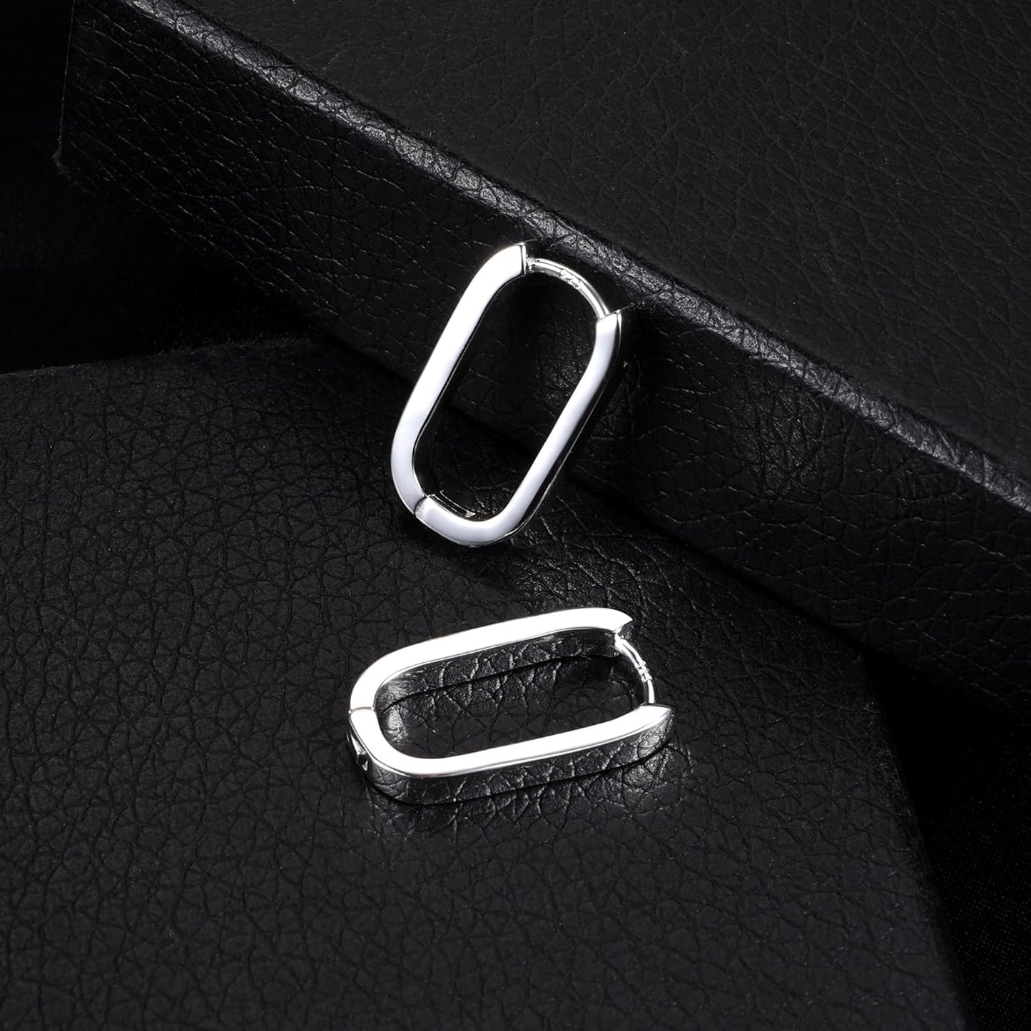 925 Sterling Silver Hoop Earrings for Women Small Square Hypoallergenic 14K Gold Plated Hoop Earrings Geometric Minimalist Rectangle Hoops