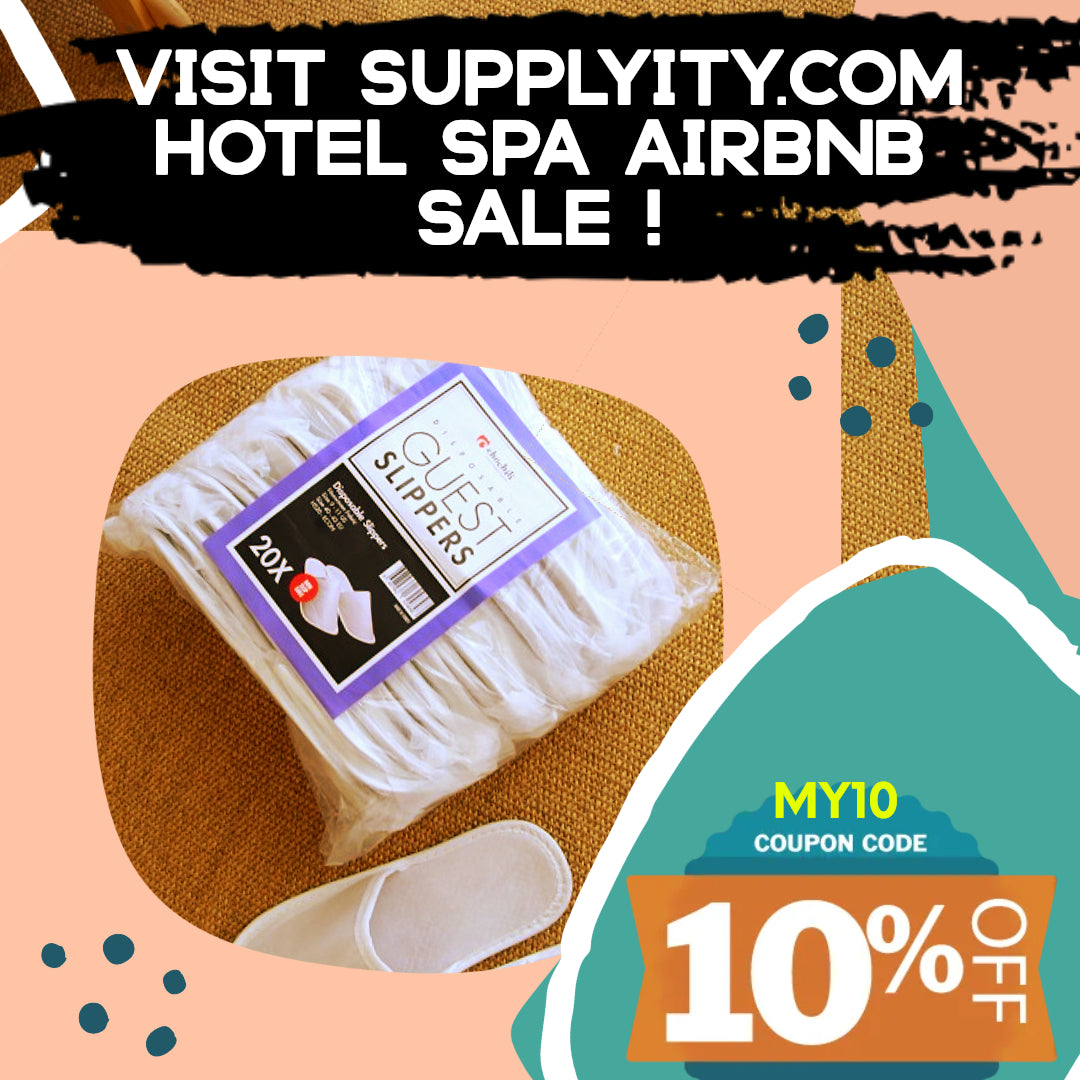 Chochili Fabric Packed Non-Woven Disposable Hotel Slippers for Travel Airbnb Spa Wedding Guests Adult Men Women Size 10-11, White