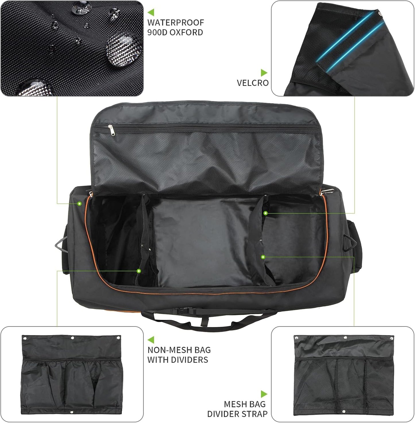 Vomgomfom Expandable from 110L to 140L 31.5" Rolling Duffle Bag with 2 Wheels,Foldable Travel Duffel Bag with Large Convertible Compartment Pocket