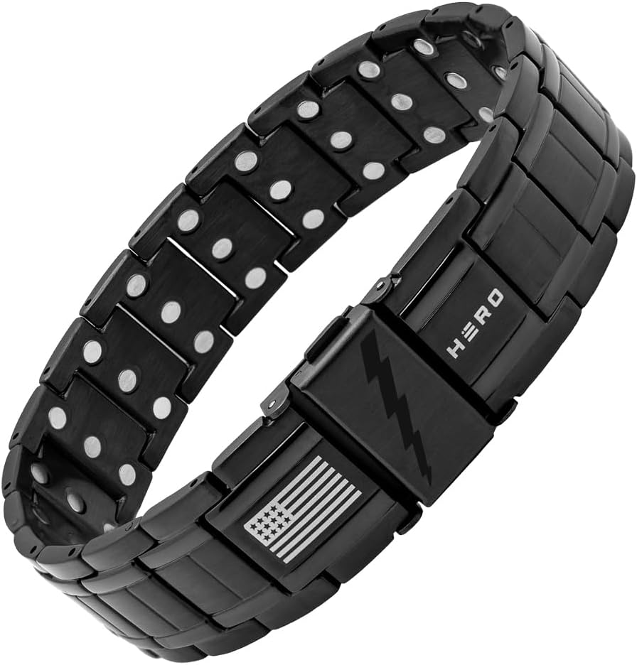 Hero Company Titanium Magnetic Bracelet - Abrams Thunderbolt Tank Magnetic Therapy Bracelet with Link Removal Tool