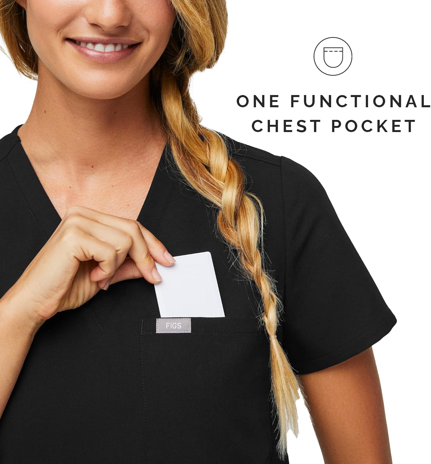 FIGS Catarina Scrub Tops for Women — Classic Fit, 1 Pocket, Four-Way Stretch, Anti-Wrinkle