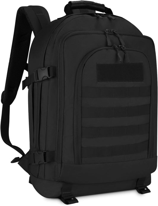 HUNTVP 45L Tactical Backpack Military Backpack Expandable MOLLE Rucksack Hunting Gear Bag Assault Pack Army Backpack(Black)