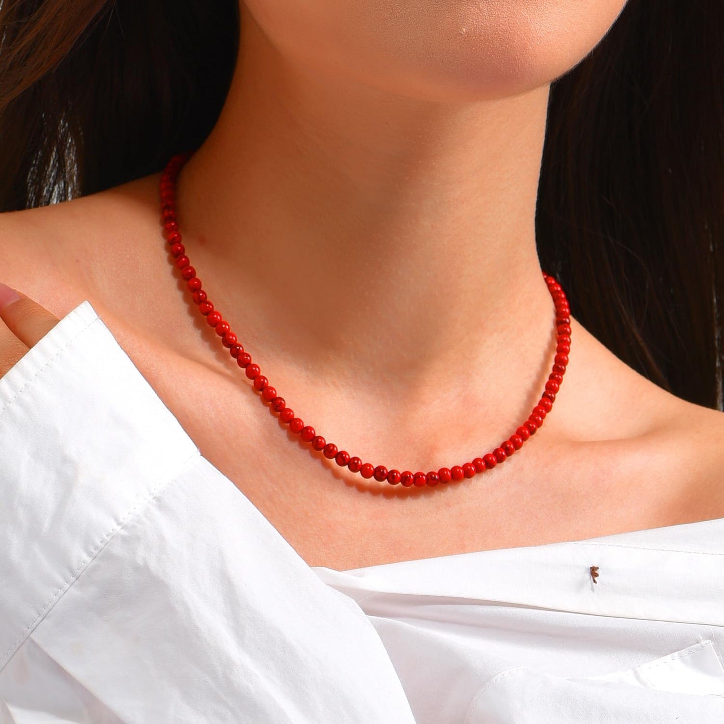 Turquoise Necklaces for Women Turquoise Beaded Necklace Handmade Bead Necklace 14K Gold Chain Boho Turquoise Choker Necklace Turquoise Jewelry for Women