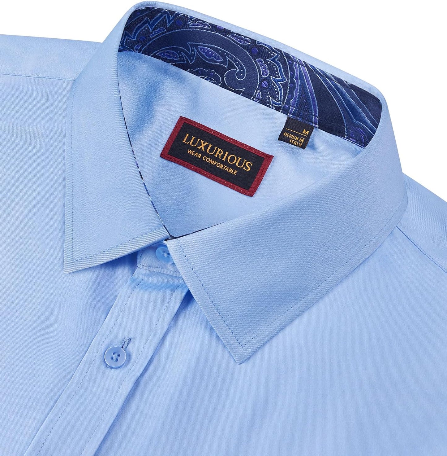 Mens Dress Shirts Long Sleeve Dress Shirts for Men Inner Contrast Button Down Casual Shirts for Men Big and Tall