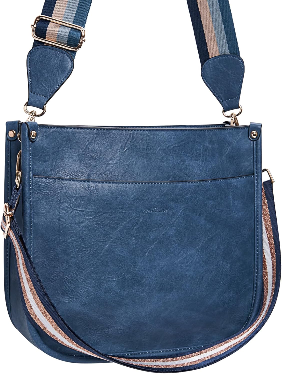 HKCLUF Crossbody Bags for Women Trendy Vegan Leather Hobo Handbags With 2PCS Adjustable Guitar Strap Shoulder Bucket Bags