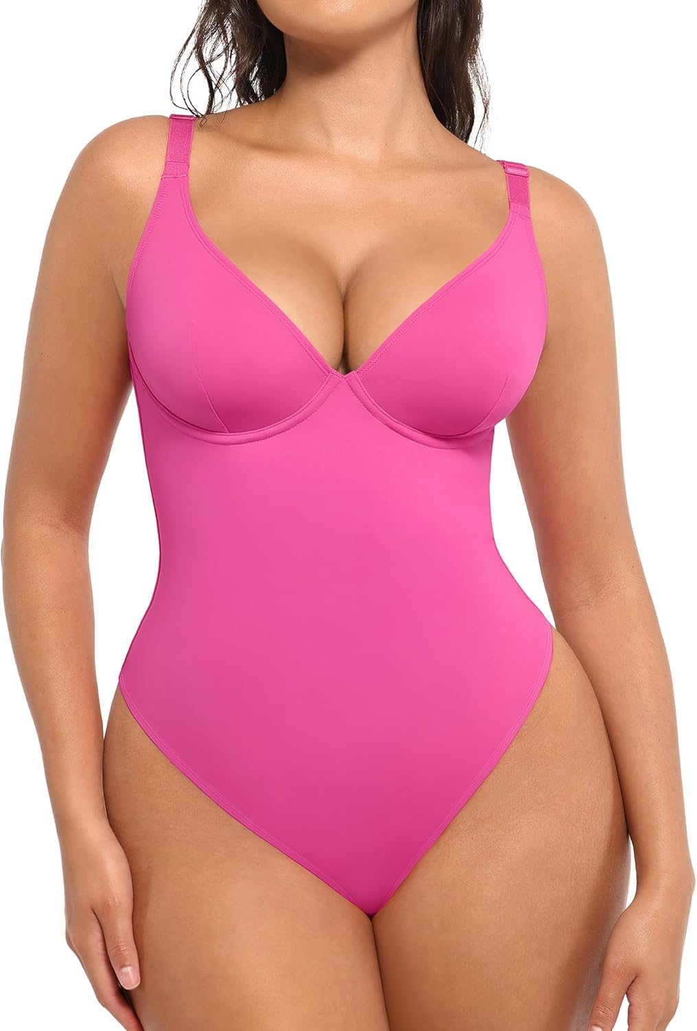 FeelinGirl Shapewear Bodysuits for Women Tummy Control Body Suits Deep V Neck Thong Body Shaper