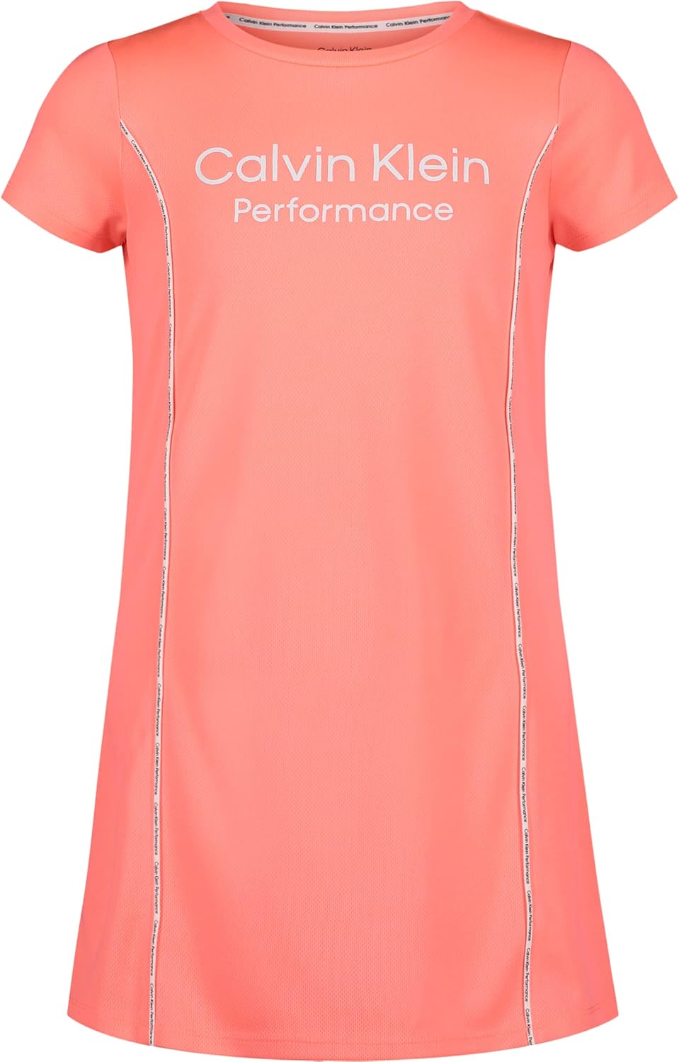 Calvin Klein Girls' Performance Dress, Pull-on Style with Crew-Neck Neckline, Logo Detailing