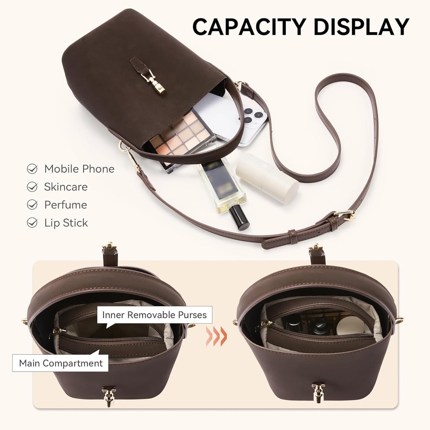 BOSTANTEN Small Bucket Bag for Women Crossbody Bags Trendy Vegan Leather Shoulder Purses Designer Ladies Handbags
