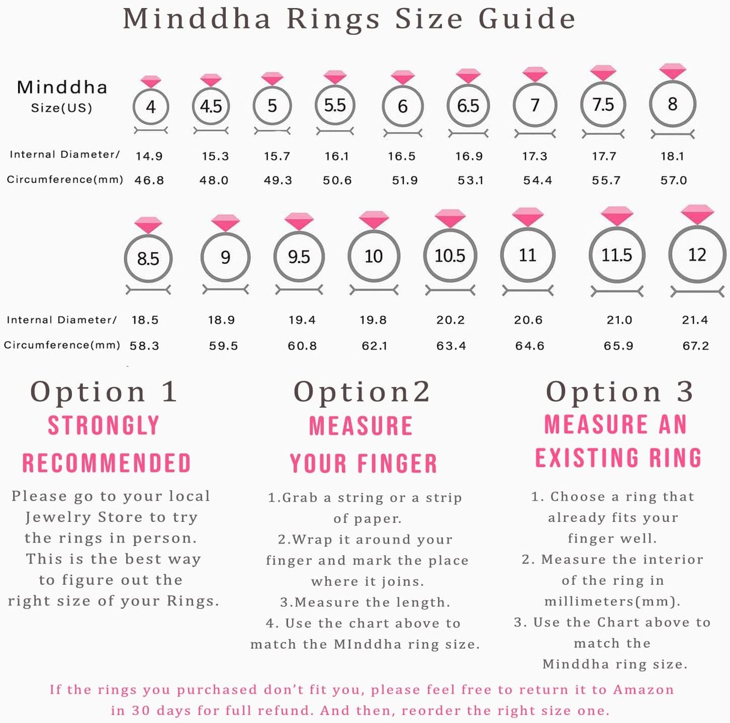 MINDDHA 14K Gold/White Gold Plated Infinity Eternity Band - Cubic Zirconia Ring for Wedding/Silver Rings, Gold Rings for Women - 2mm Band Size 4-12