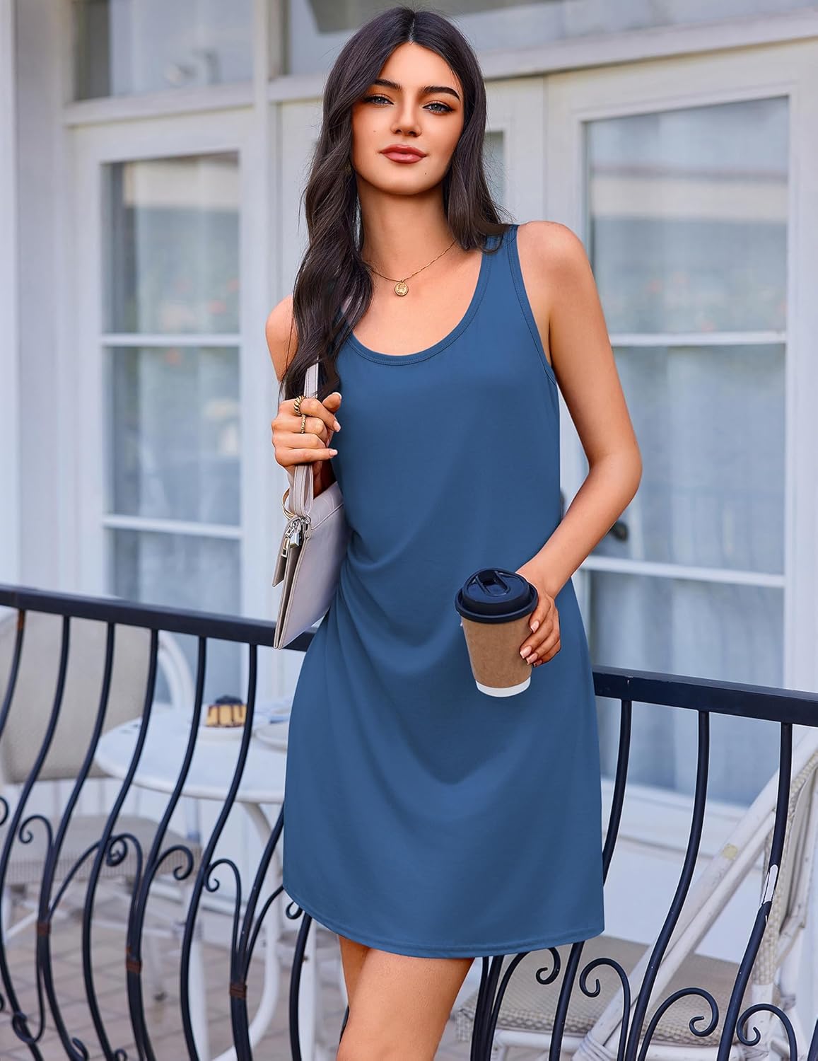 Ekouaer Sexy Nightgowns for Women Tank Sleeveless Night Gown 2 Pack Sleep Dress Soft Nightdress Chemise Sleepwear S-XXXL